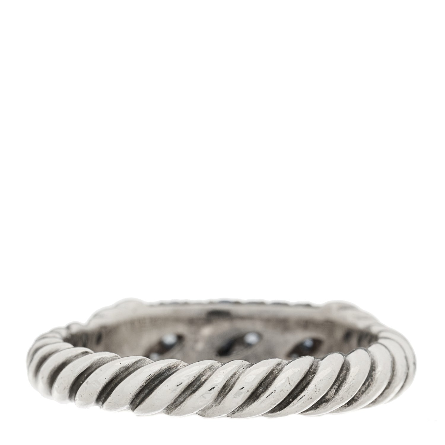 David Yurman Sterling Silver Black Sapphire Cable Candy Metro Ring 55 7.25 3 of 4