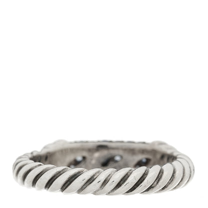 David Yurman Sterling Silver Black Sapphire Cable Candy Metro Ring 55 7.25 3 of 4