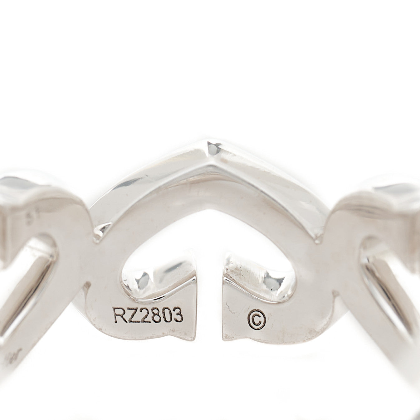 18K White Gold Diamond Hearts and Symbols Ring 51 5.75