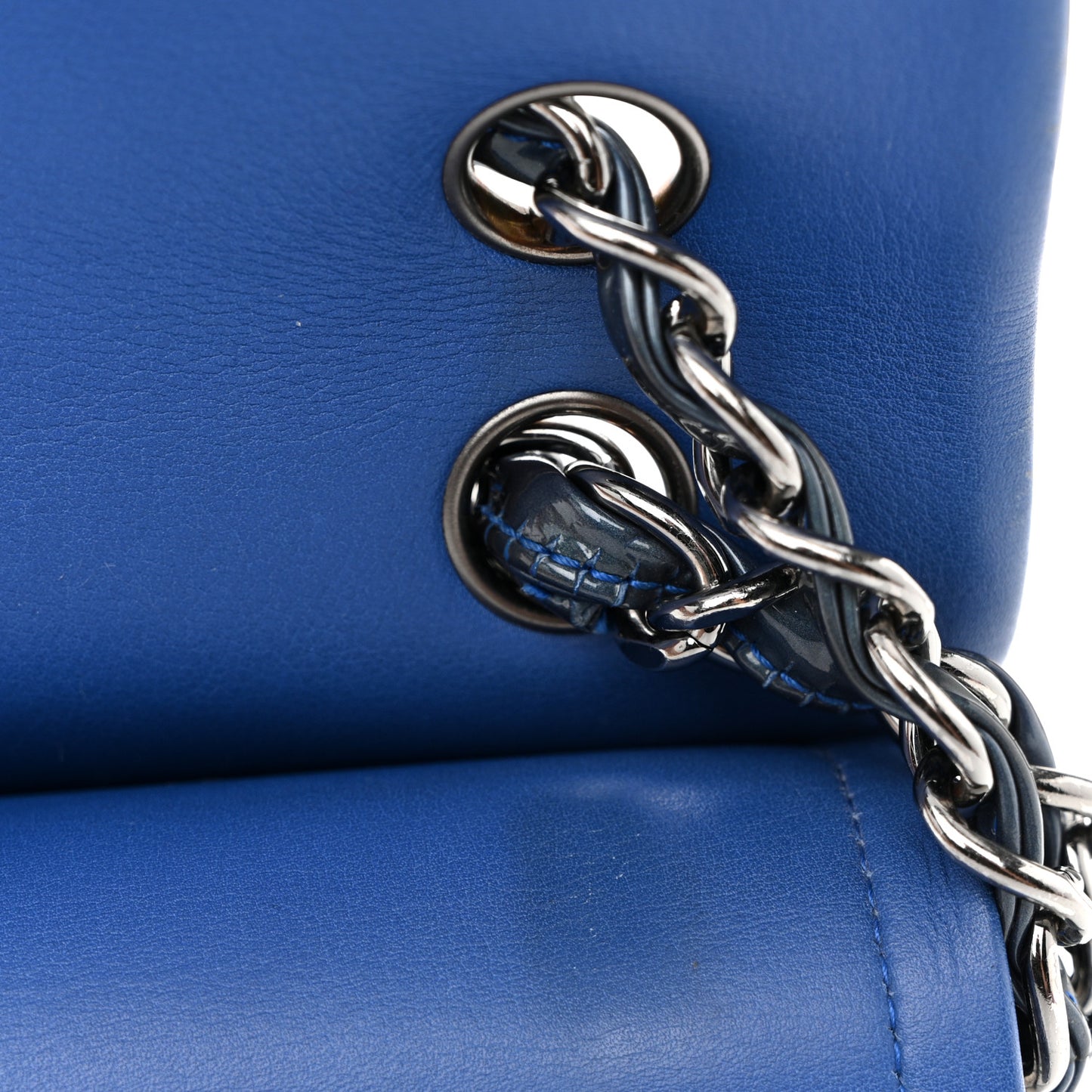 Patent Quilted Jumbo Double Flap Blue