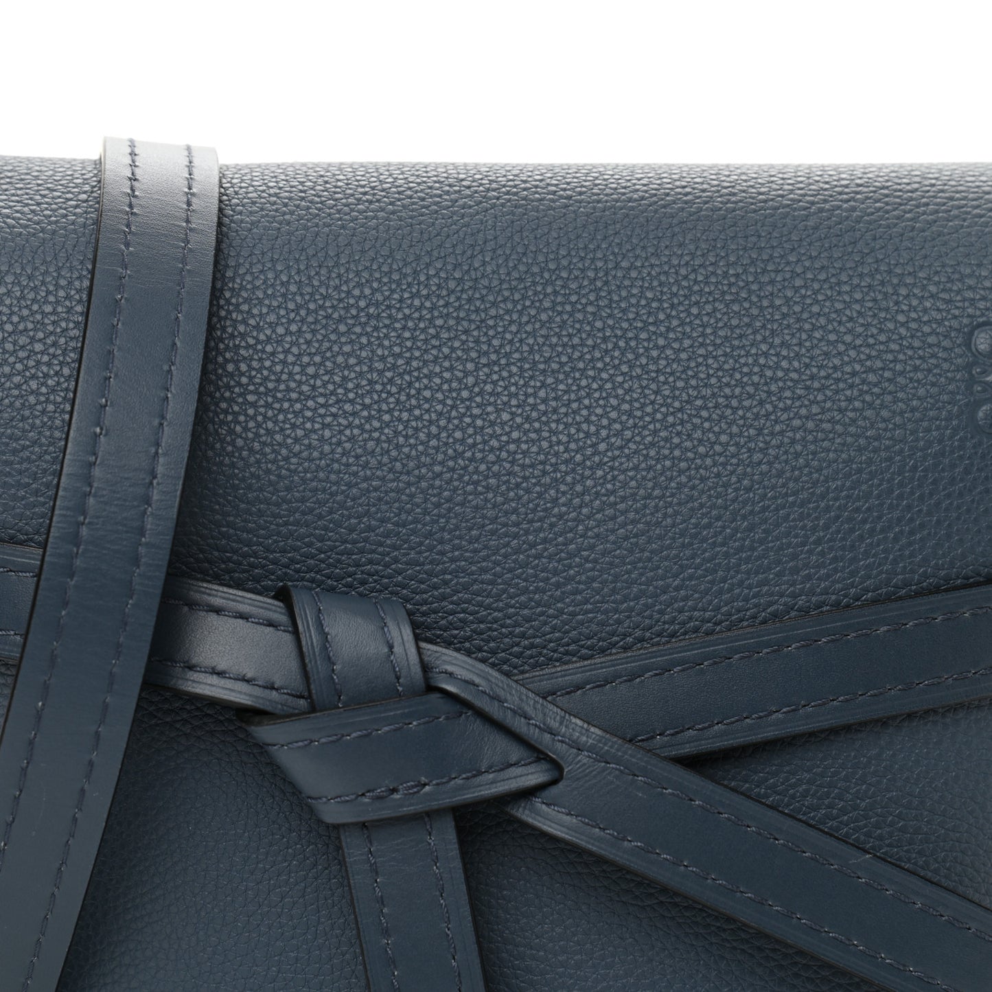 Grained Calfskin Small Gate Crossbody Bag Steel Blue
