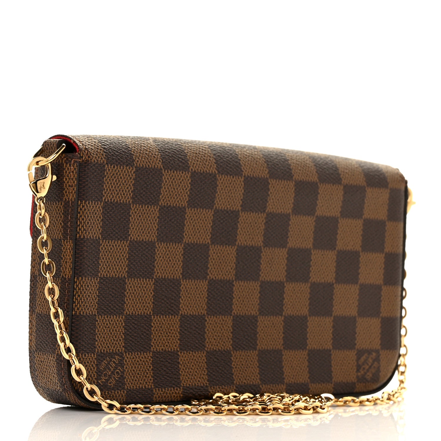 Louis Vuitton Damier Ebene Pochette Felicie Chain Wallet 3 of 10