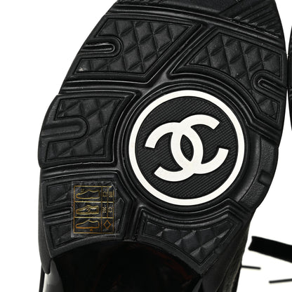 Chanel Mesh Suede Grained Calfskin Womens CC Sneakers 41 Black White 6 of 14