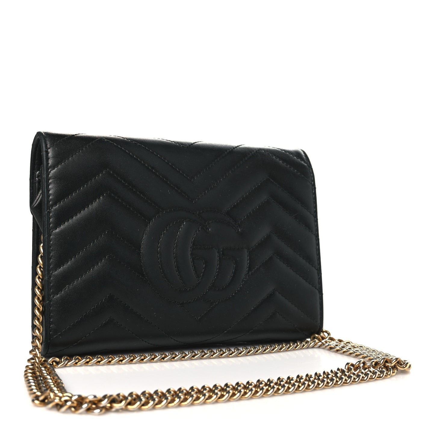 Calfskin Matelasse GG Marmont Chain Wallet Black