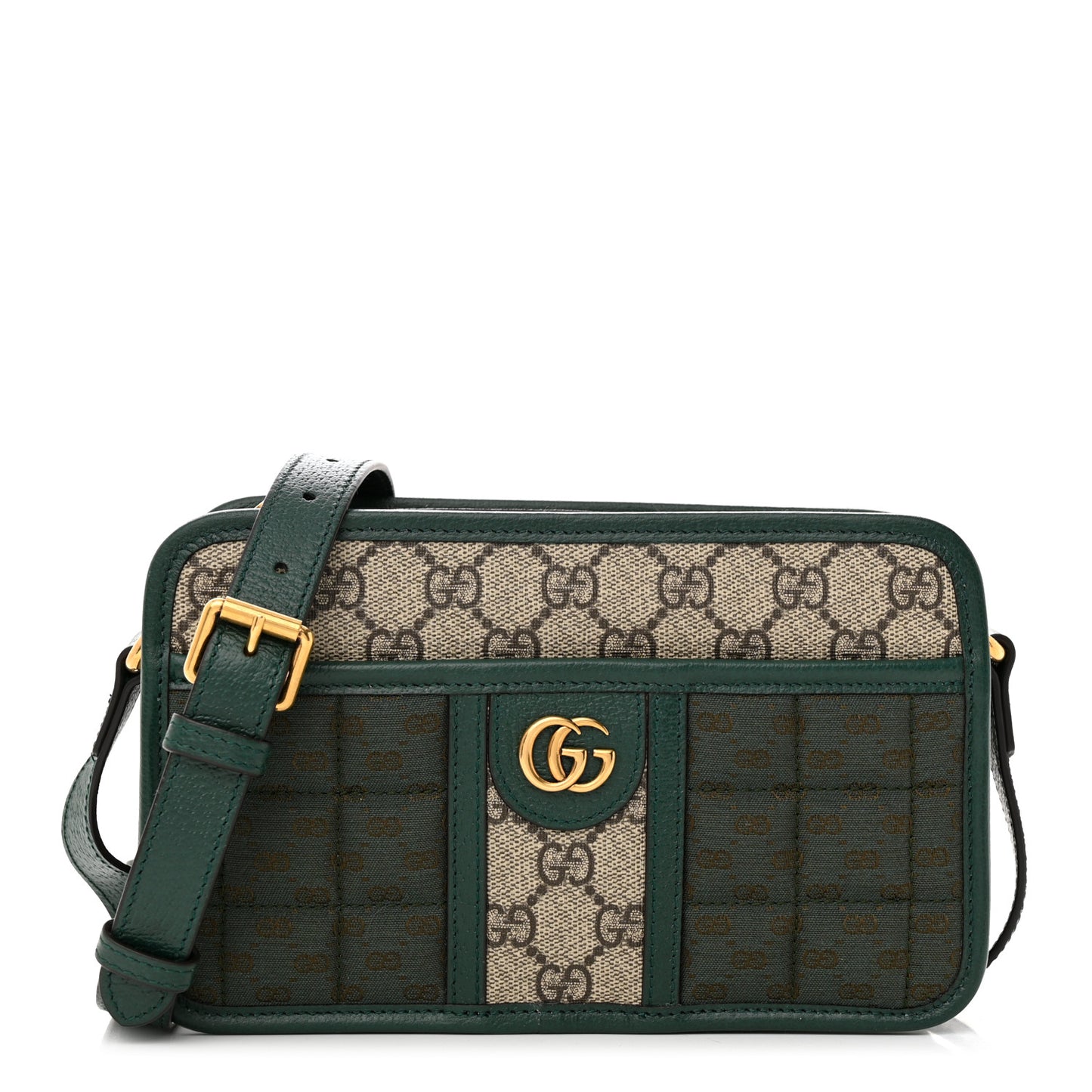 Monogram GG Mignon Textured Dollar Calfskin GG Supreme Monogram Quilted Mini GG Shoulder Bag Green Beige Ebony