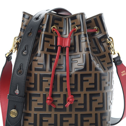 Fendi Vitello Grace F is Fendi Bi-Color FF 1974 Embossed Grande Mon Tresor Bucket Bag Maya Black Fragola 8 of 12