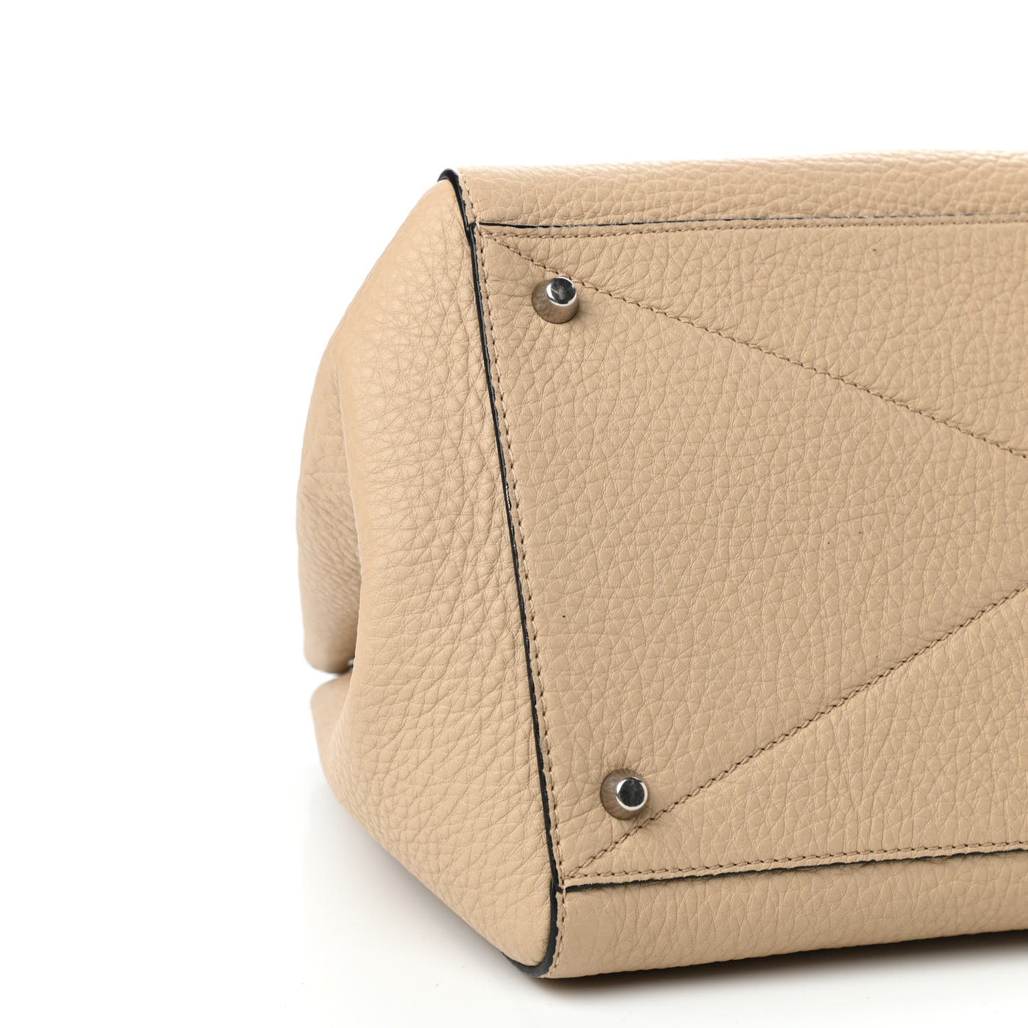Textured Calfskin Satchel Beige
