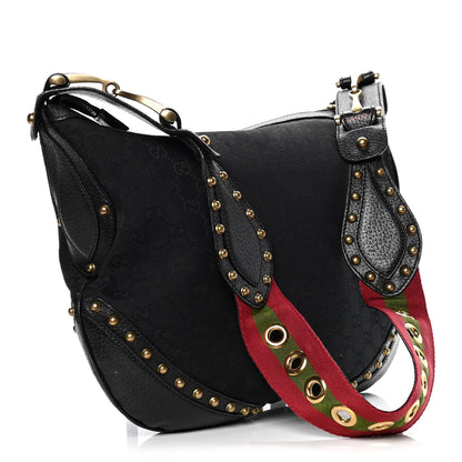 Gucci Monogram Pelham Studded Shoulder Bag Black 2 of 4