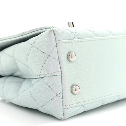 Chanel Iridescent Caviar Quilted Extra Mini Coco Handle Flap Light Blue 9 of 11