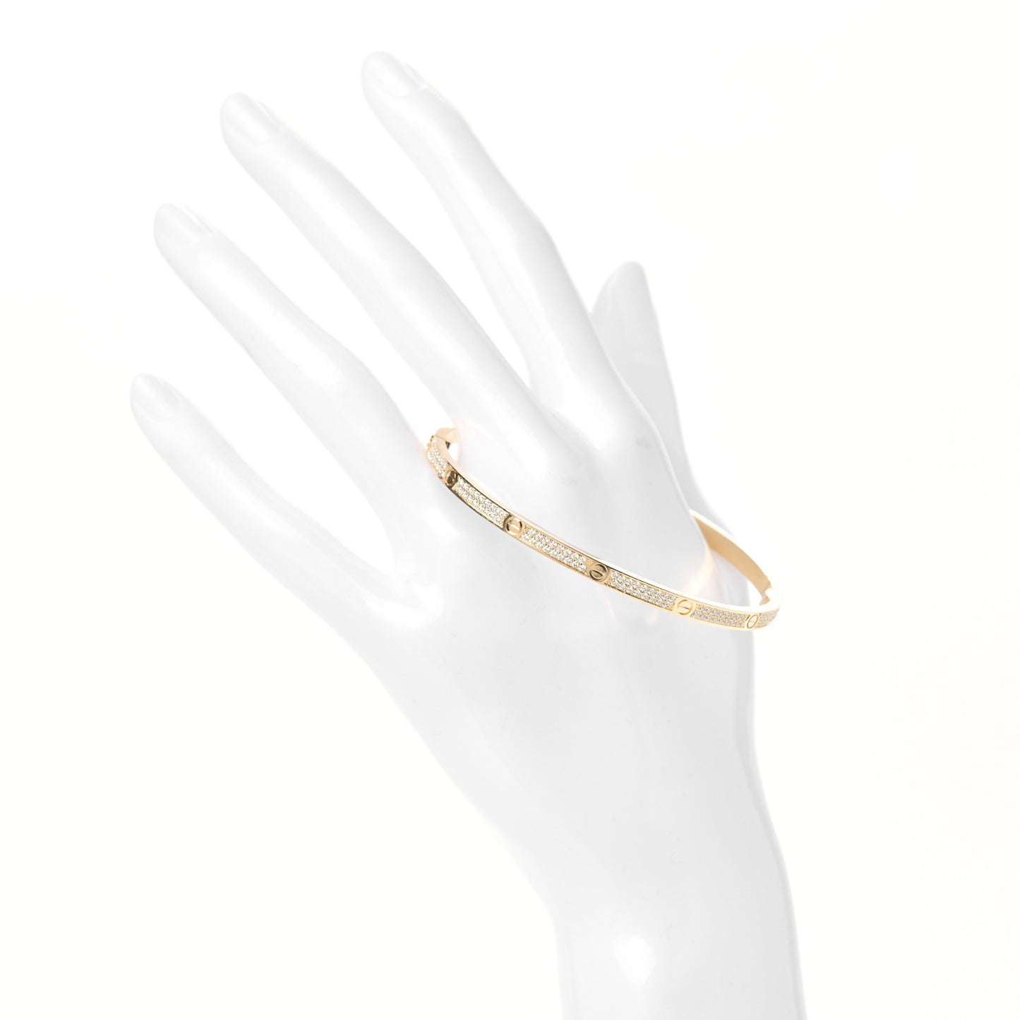 18K Yellow Gold Diamond Small LOVE Paved Bracelet 19