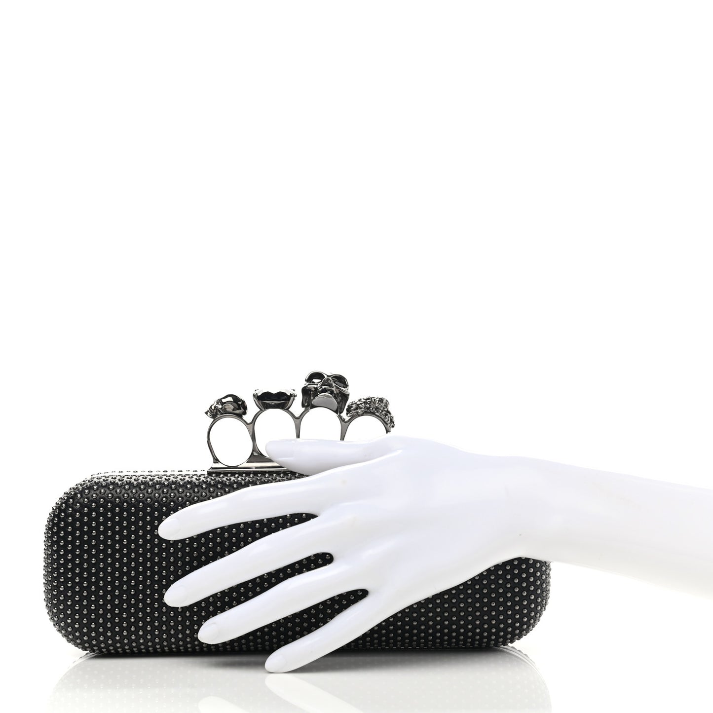 Nappa Studded Knucklebox Clutch Black