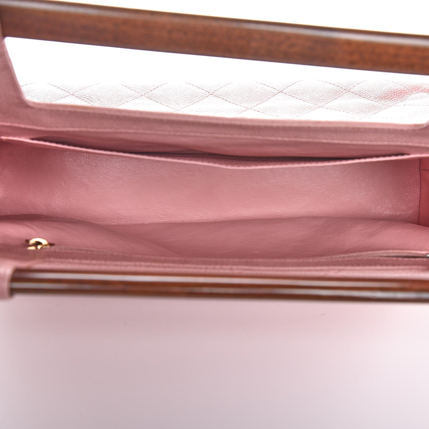Chanel Caviar Quilted Wood Handle Tote Pink 5 of 7