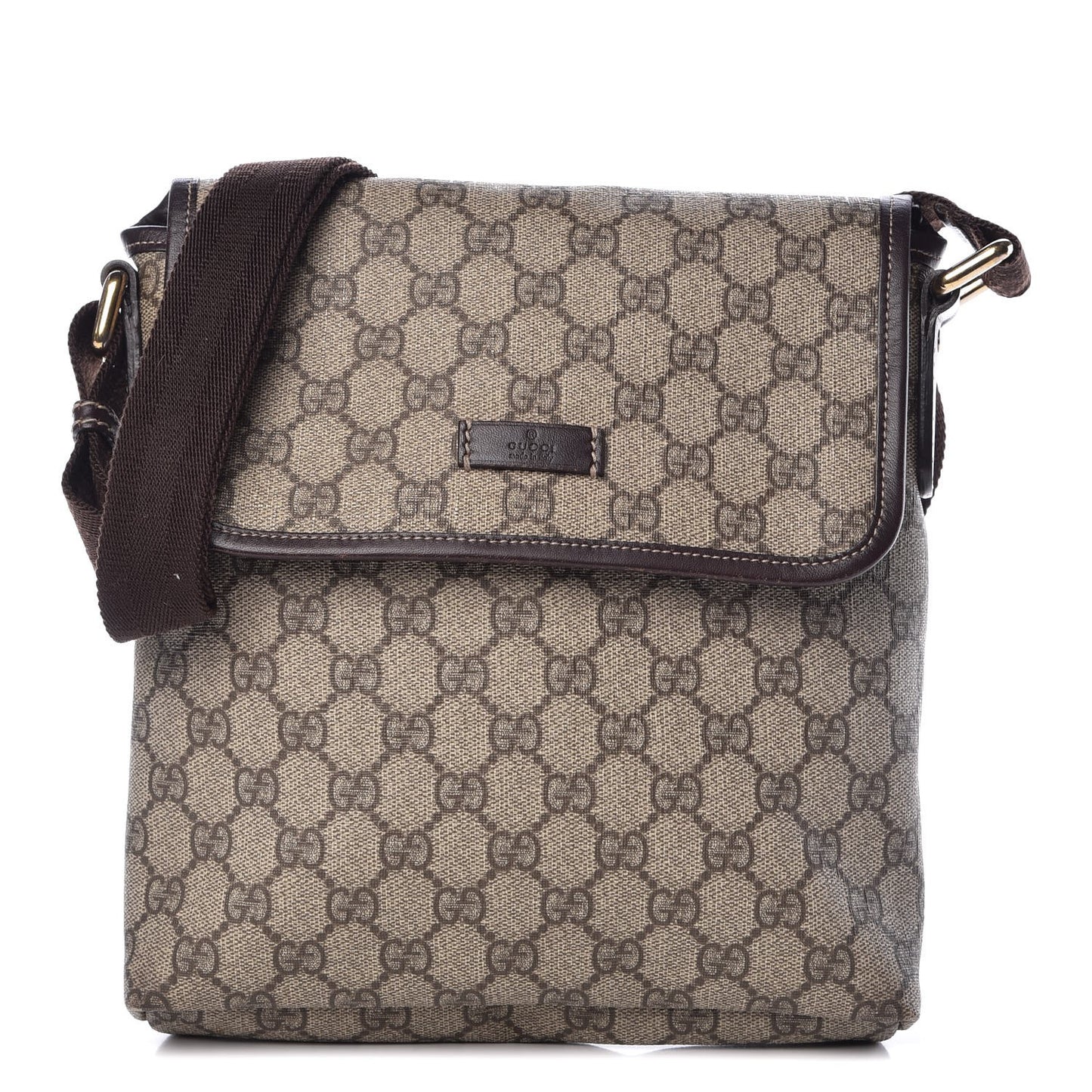 GG Supreme Monogram Selleria Calfskin Small Flap Messenger Bag Beige Ebony Cocoa Dark Chocolate