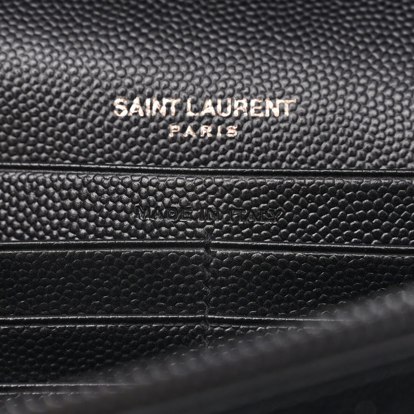 Grain De Poudre Matelasse Chevron Monogram Chain Wallet Black White