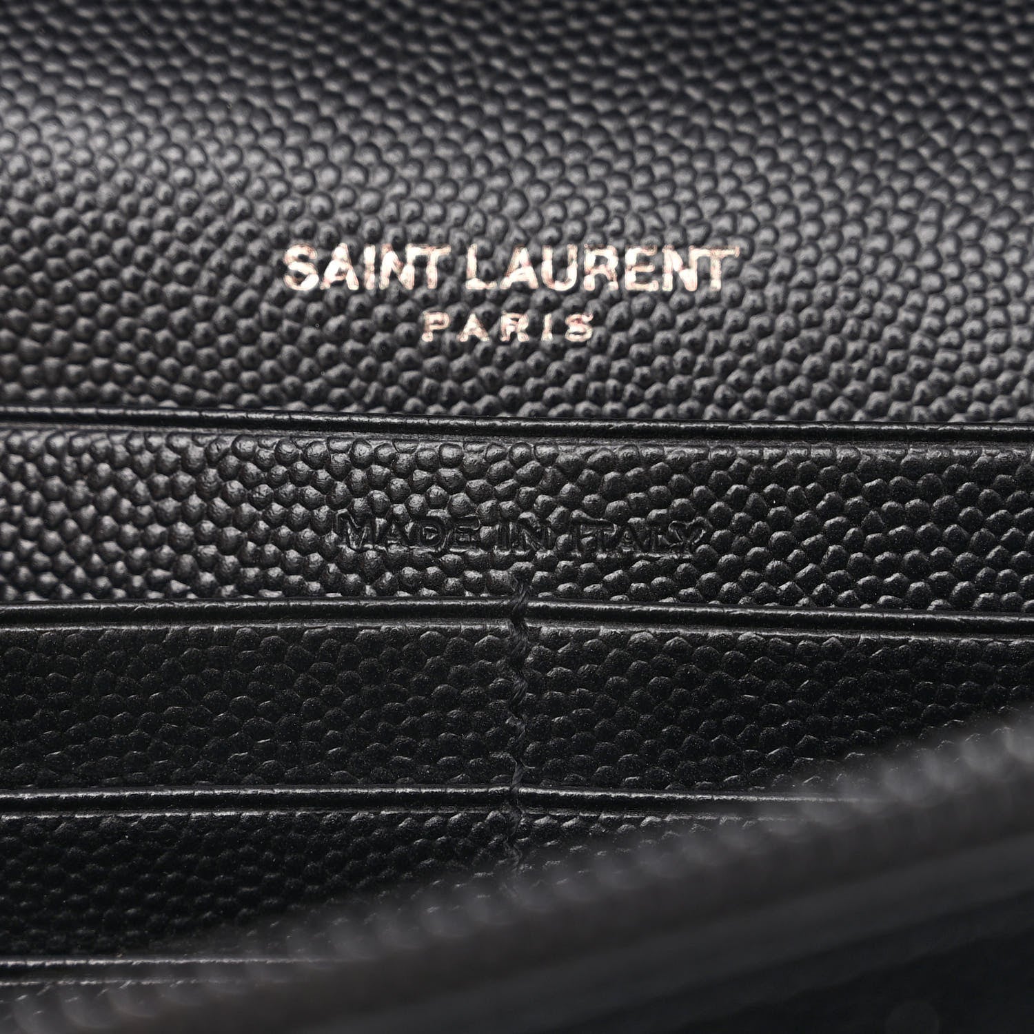 Saint Laurent Grain De Poudre Matelasse Chevron Monogram Chain Wallet Black White 6 of 9