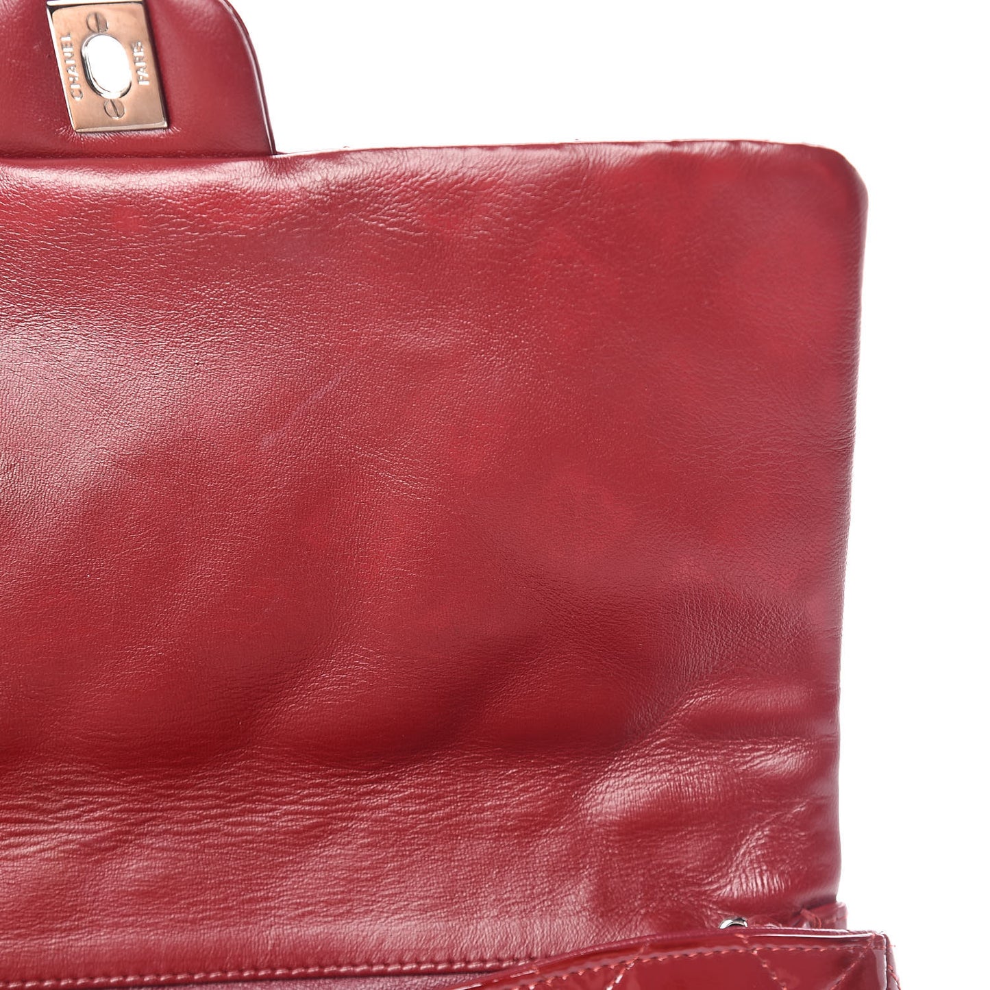 Patent Quilted Clutch With Chain Flap Red