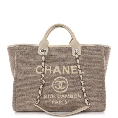 Chanel Mixed Fibers Calfskin Medium Deauville Tote Light Grey 1 of 10