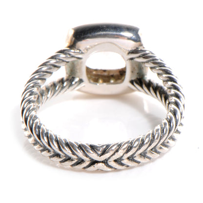 David Yurman Sterling Silver Diamond Morganite 7mm Petite Albion Ring 54 7 3 of 6