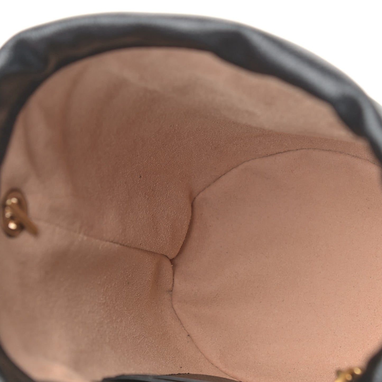 Vintage Effect Calfskin Matelasse Diagonal Mini Torchon GG Marmont 2.0 Bucket Bag Black Romantic Cherry