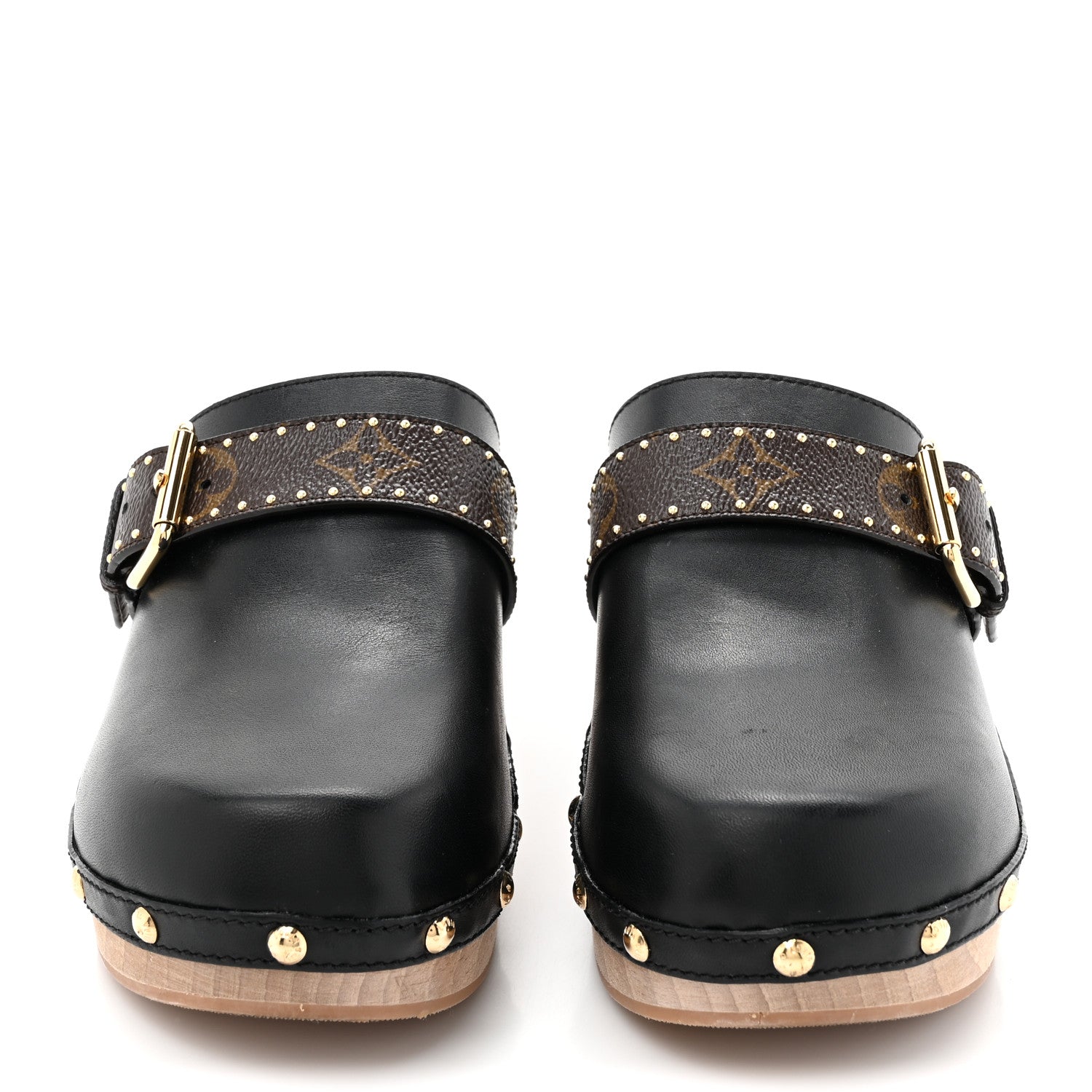 Louis Vuitton Calfskin Patent Monogram Cottage Clog Mules 37 Black 3 of 9