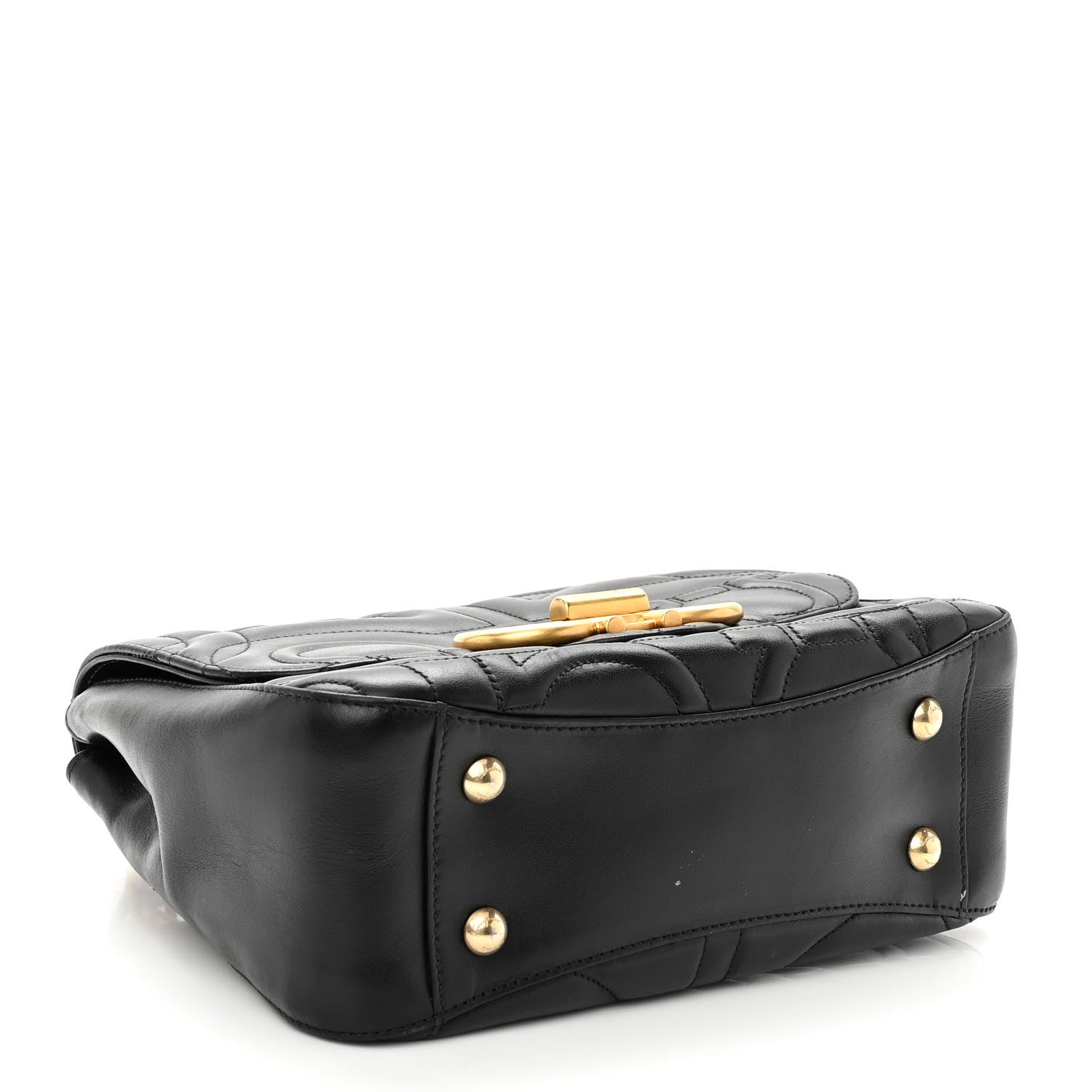 Salvatore Ferragamo Calfskin Quilted Gancini Small Top Handle Flap Bag Black 4 of 9