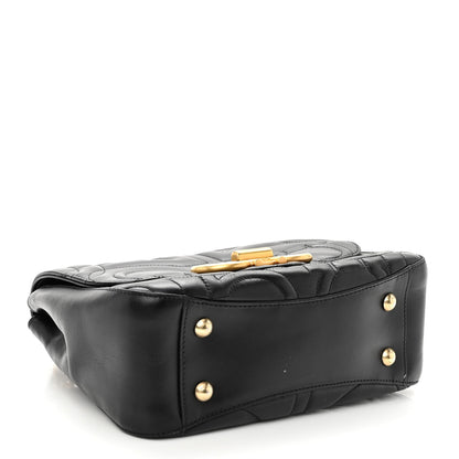 Salvatore Ferragamo Calfskin Quilted Gancini Small Top Handle Flap Bag Black 4 of 9