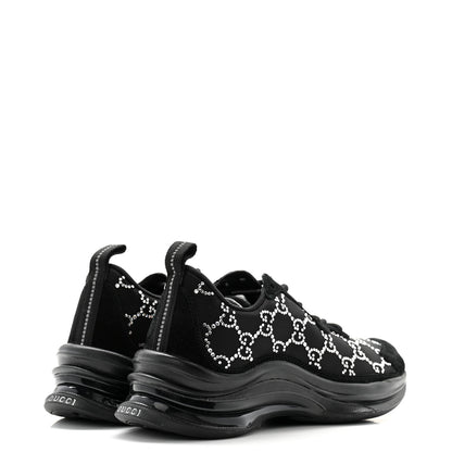 Gucci Tela Retino Mesh Crystal Suede GG Monogram Womens Gucci Run Sneakers 35.5 Black Silver 4 of 7
