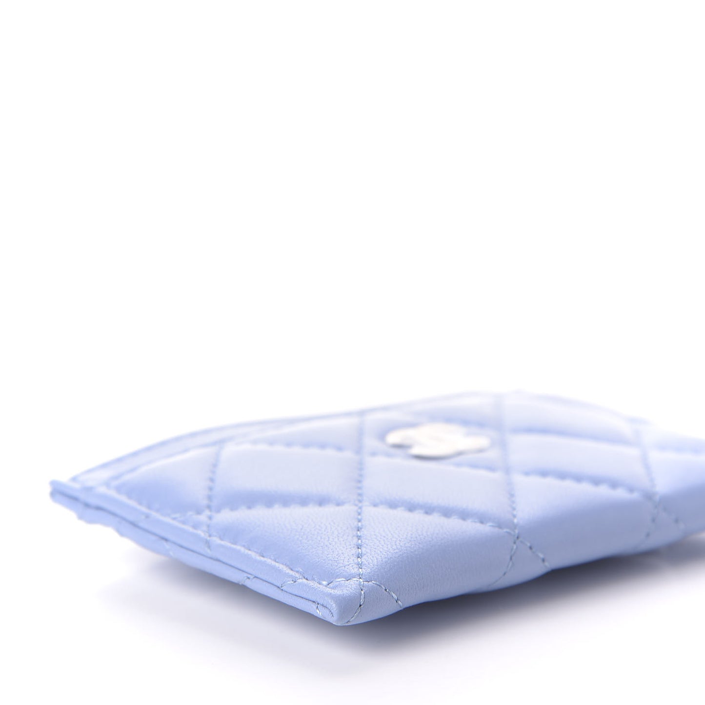 Lambskin Quilted Card Holder Light Blue