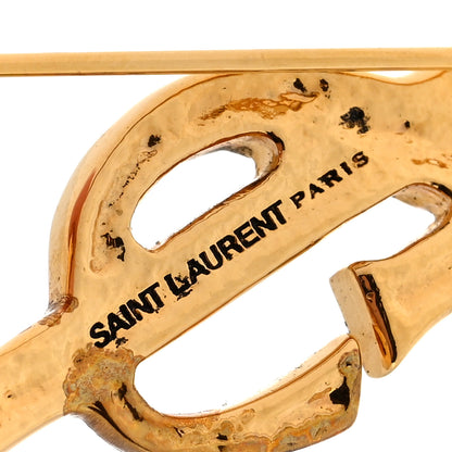 Saint Laurent Monogram Crocodile Opyum Brooch Gold 3 of 4