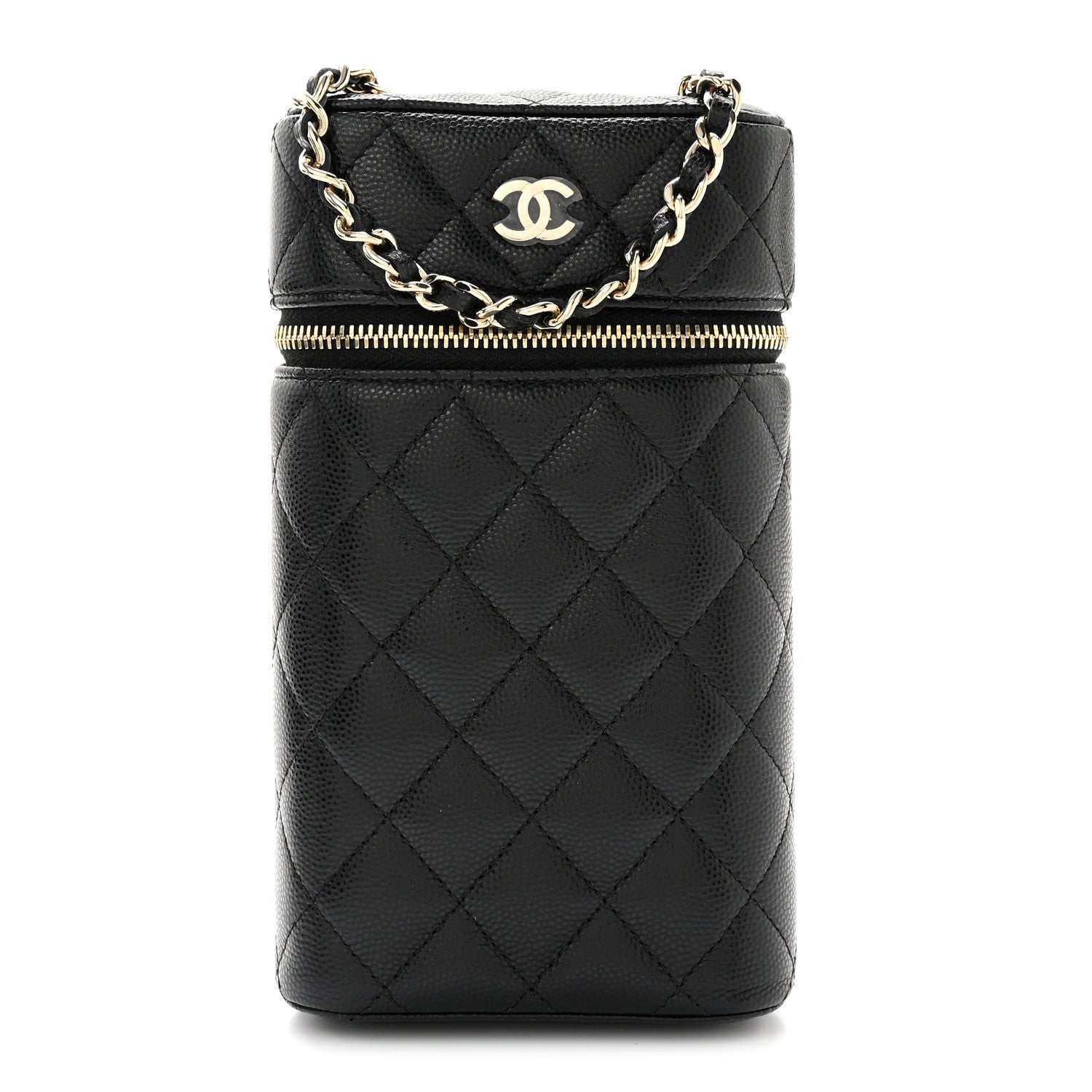 Chanel Caviar Quilted Phone Holder With Chain Black 1 of 8