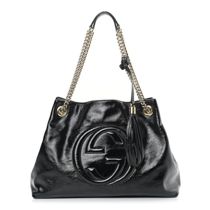 Gucci Patent Medium Soho Chain Shoulder Bag Black 1 of 13