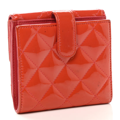 Chanel Patent Quilted CC French Wallet Red 2 of 9