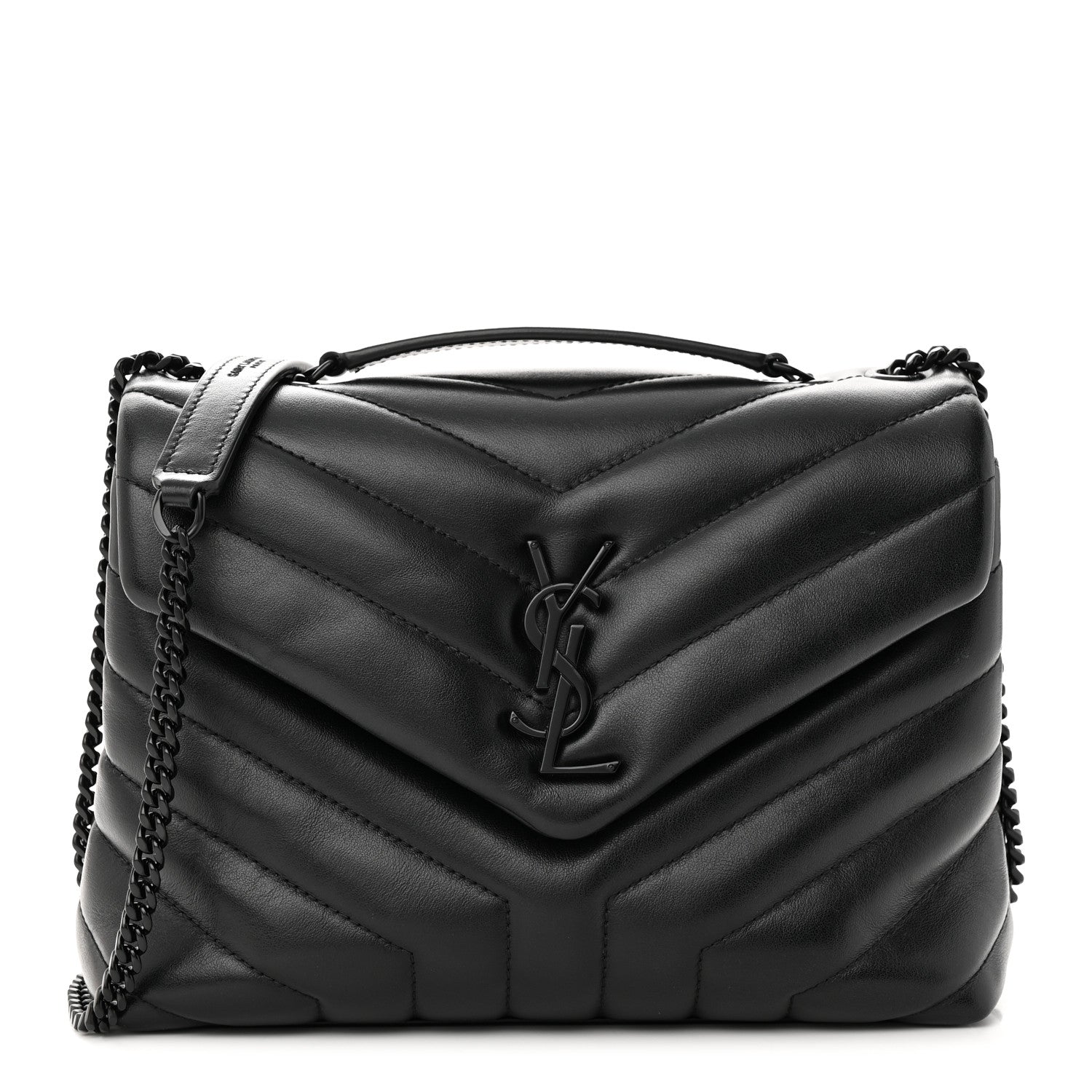 Saint Laurent Calfskin Y Quilted Monogram Monochrome Small Loulou Chain Satchel Black 1 of 13