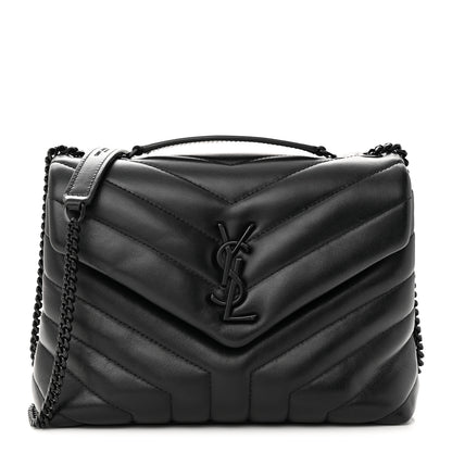 Saint Laurent Calfskin Y Quilted Monogram Monochrome Small Loulou Chain Satchel Black 1 of 13
