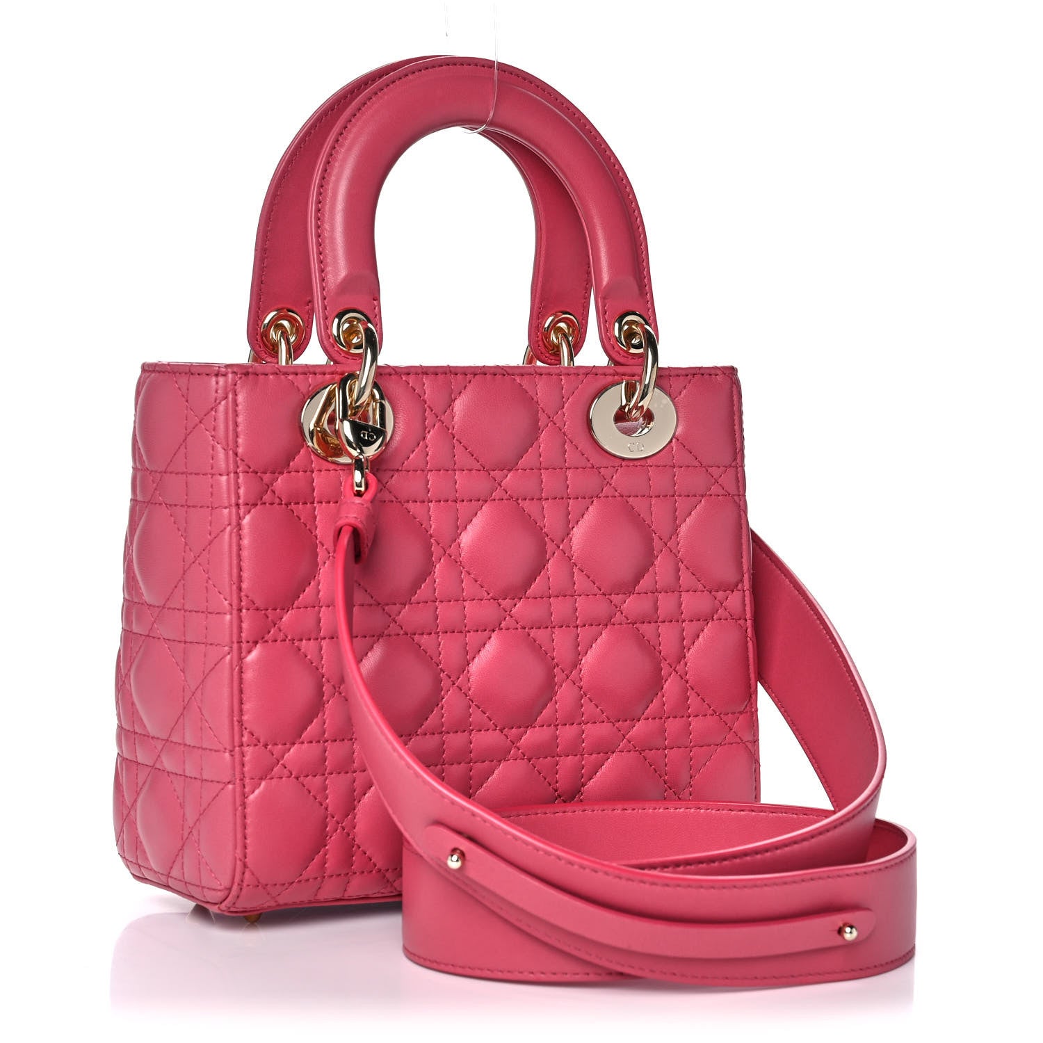 Christian Dior Lambskin Cannage Small Lady Dior Fraise 3 of 13