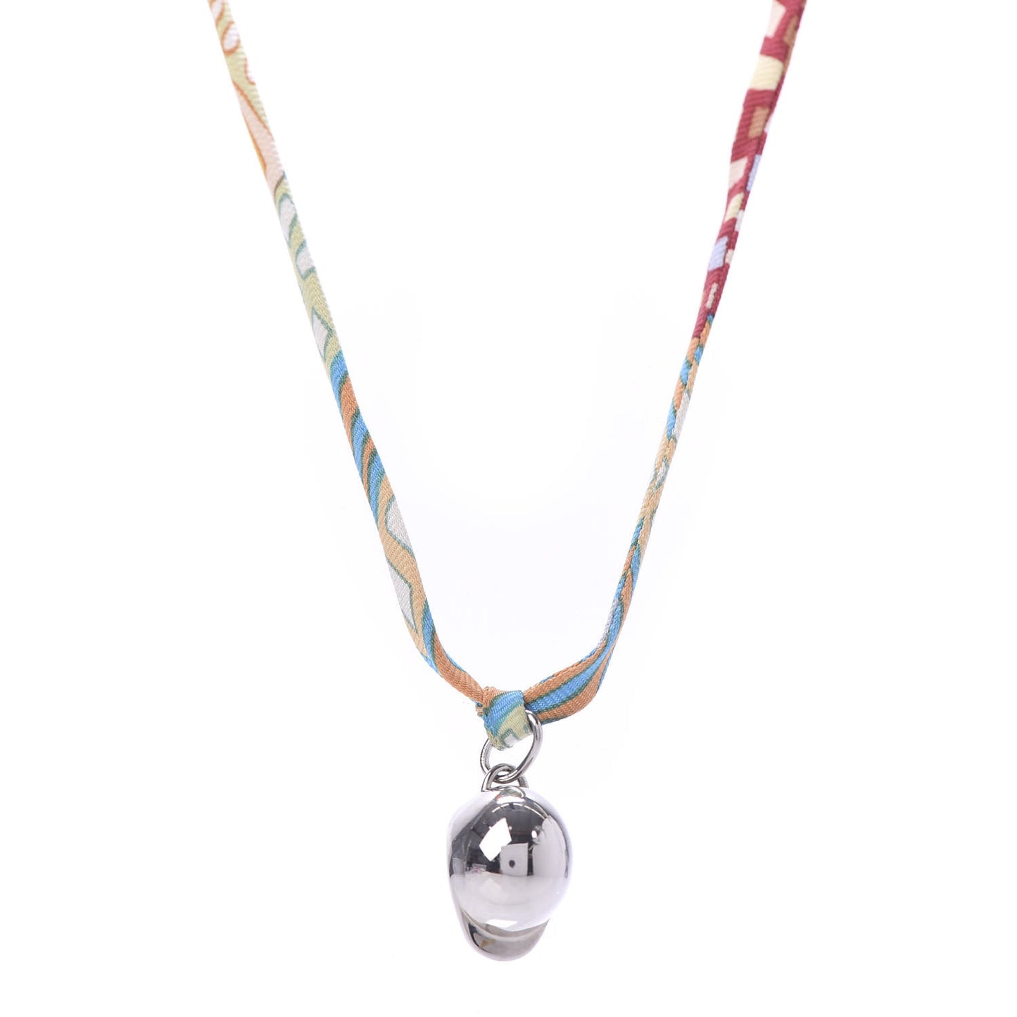 Palladium Silk Riding Helmet Pendant Necklace Multicolor