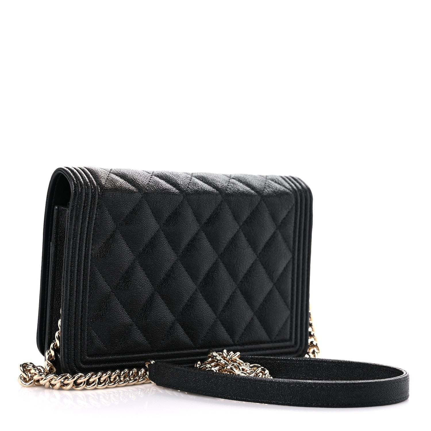 Chanel Caviar Quilted Boy Wallet On Chain WOC Black 3 of 17