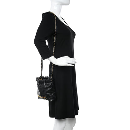 Chanel Shiny Crumpled Calfskin Quilted Pearl Mini Chanel 22 Black 2 of 11