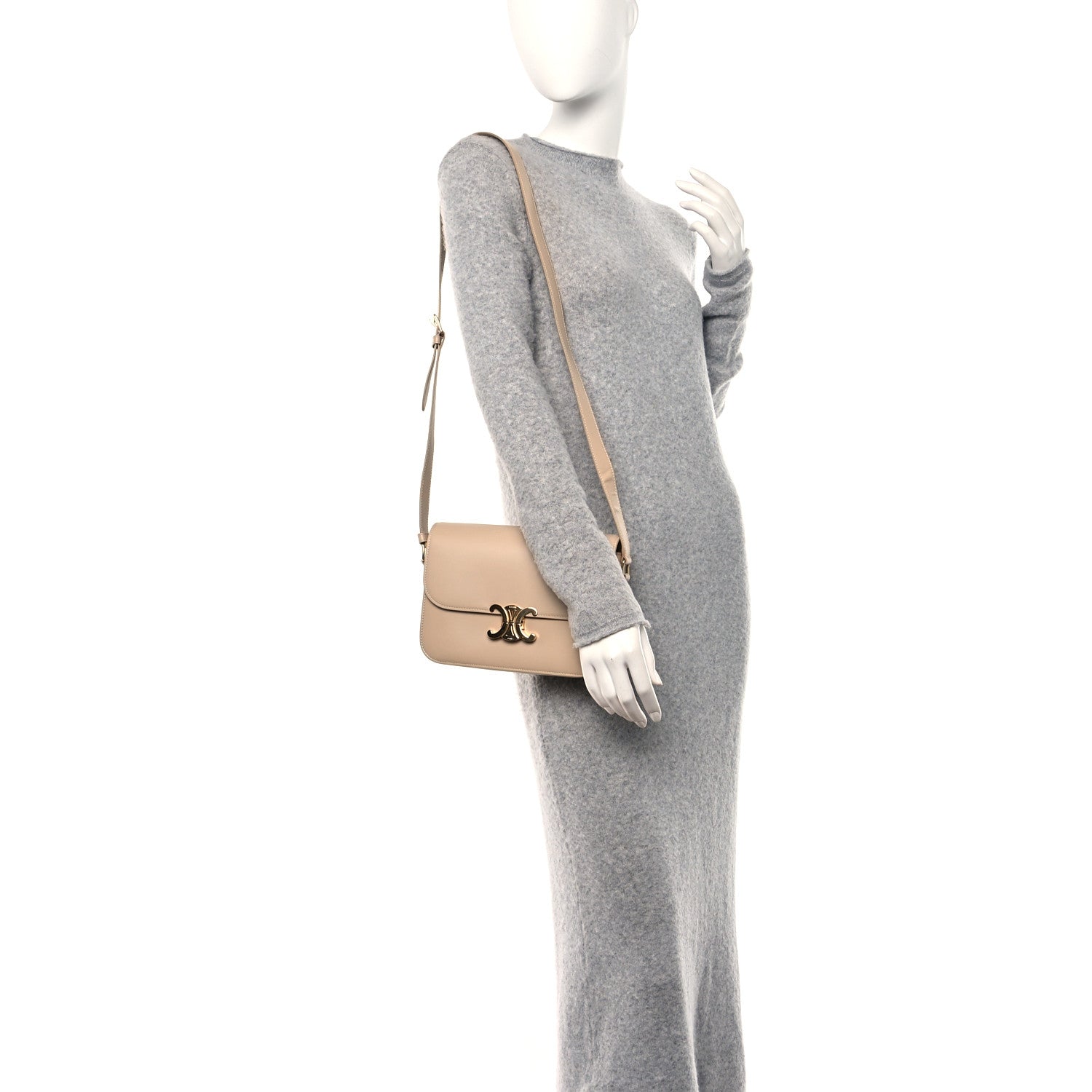 Celine Shiny Calfskin Medium Triomphe Nude 2 of 12