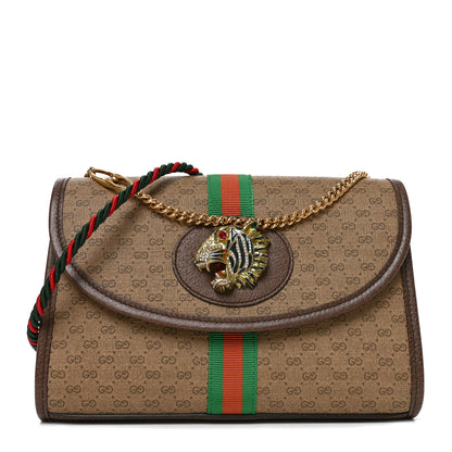 Gucci Mini Vintage GG Supreme Monogram Web Small Rajah Slim Flap Shoulder Bag Beige New Acero 1 of 9