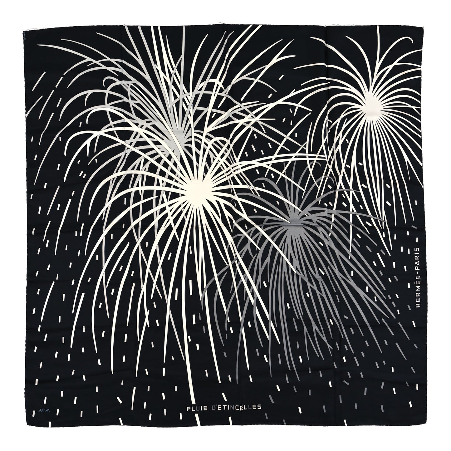 Silk Pluie d'Etincelles Scarf 90 Black White