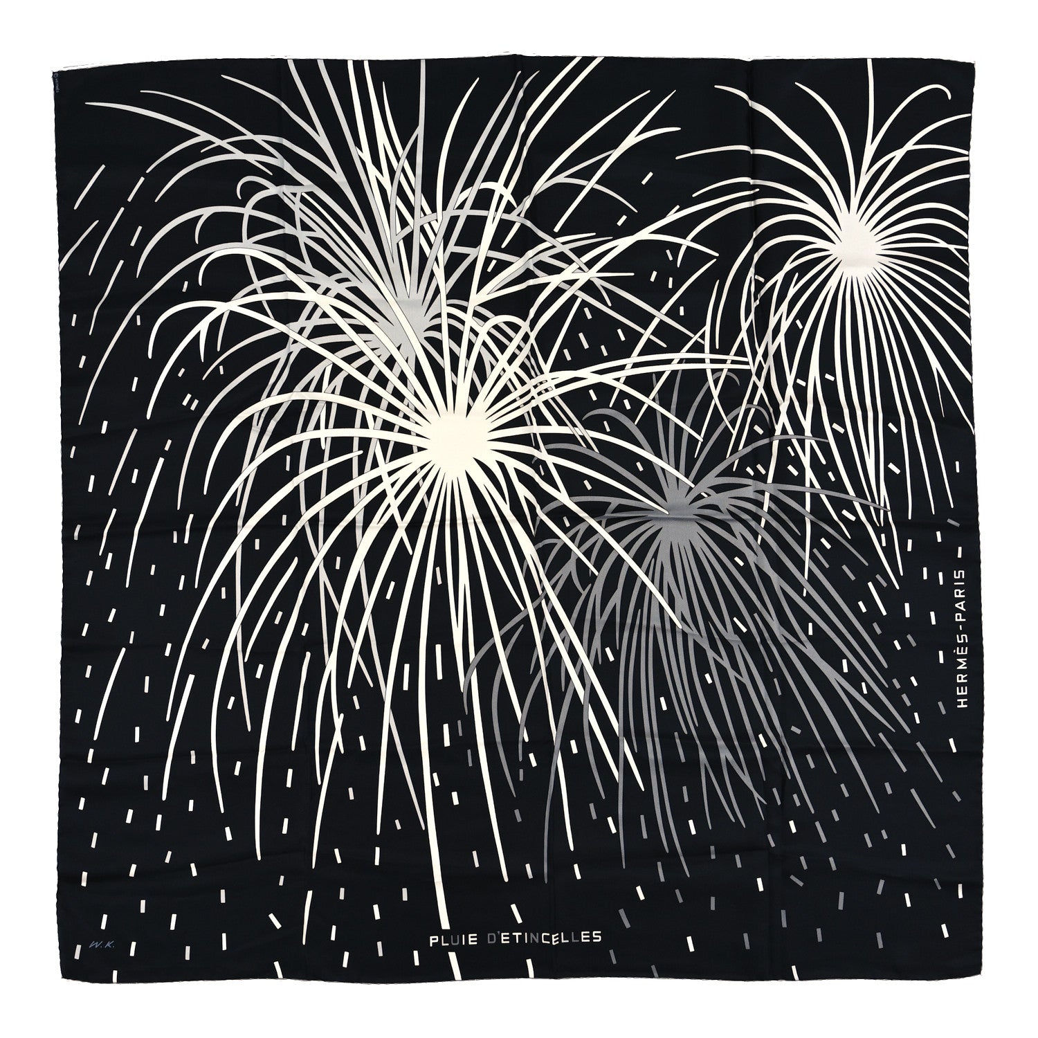 Hermes Silk Pluie d'Etincelles Scarf 90 Black White 1 of 4