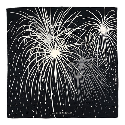 Hermes Silk Pluie d'Etincelles Scarf 90 Black White 1 of 4
