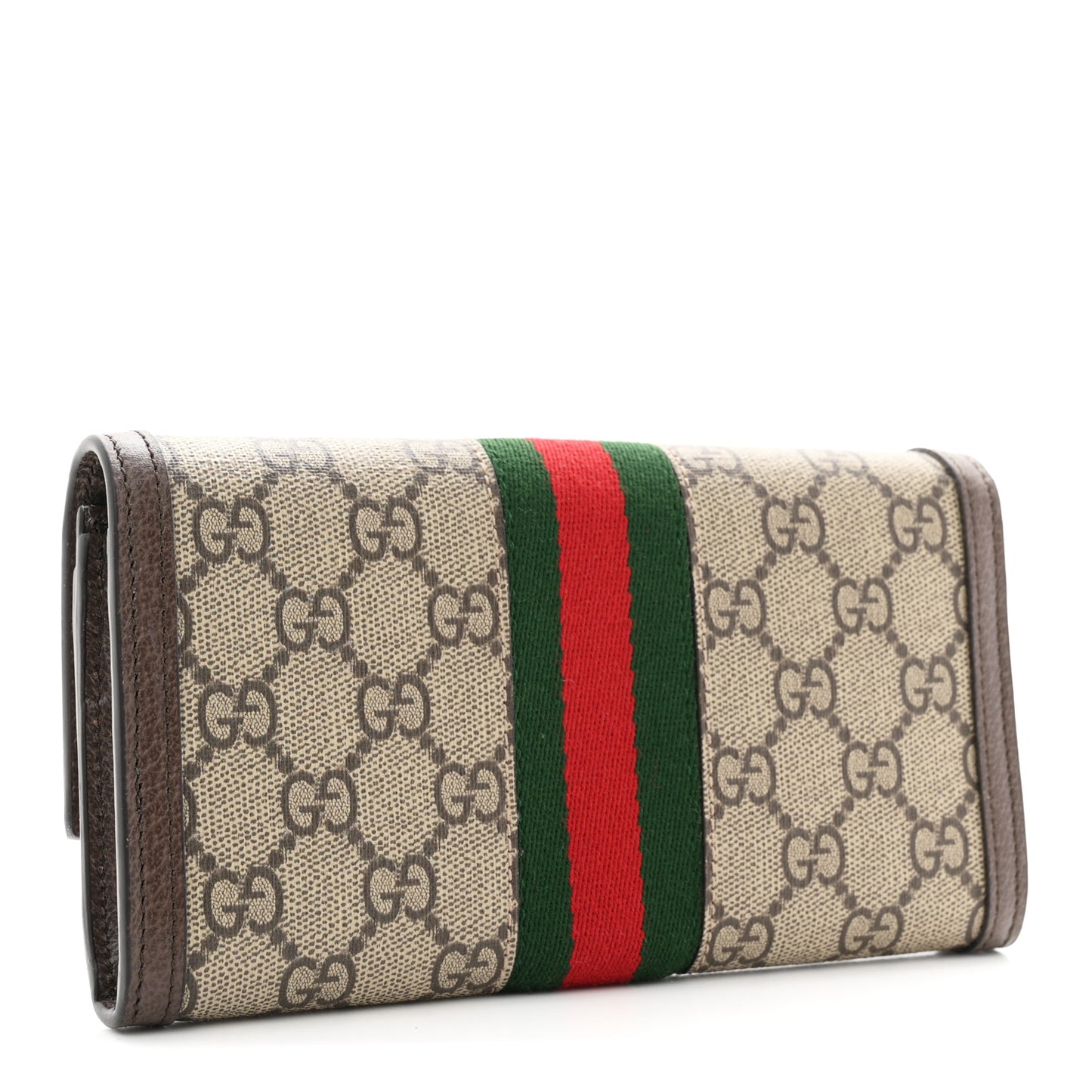 GG Supreme Monogram Web Ophidia Continental Wallet Brown