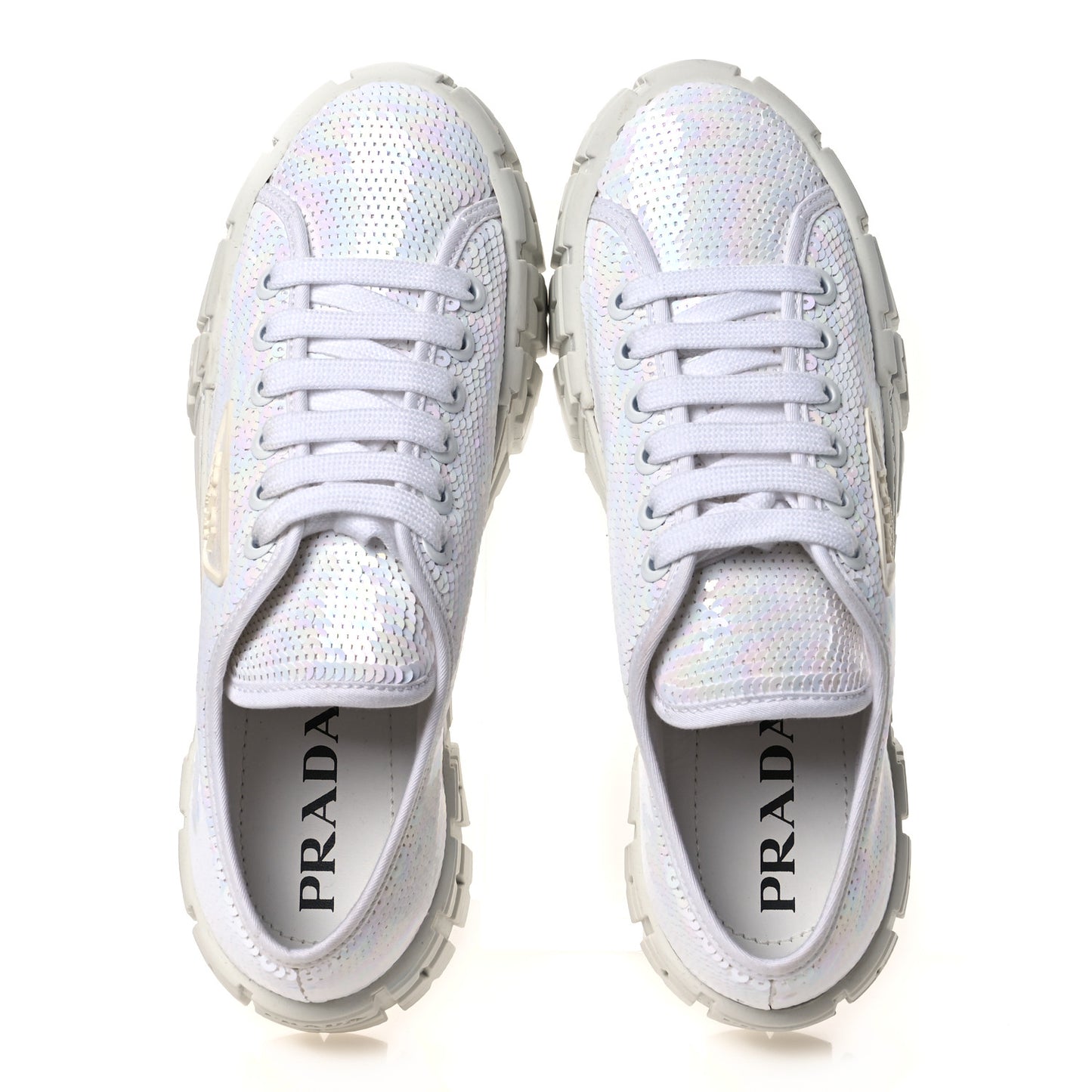 Paillettes Triangle Logo Double Wheel 50mm Sneakers 38.5 White