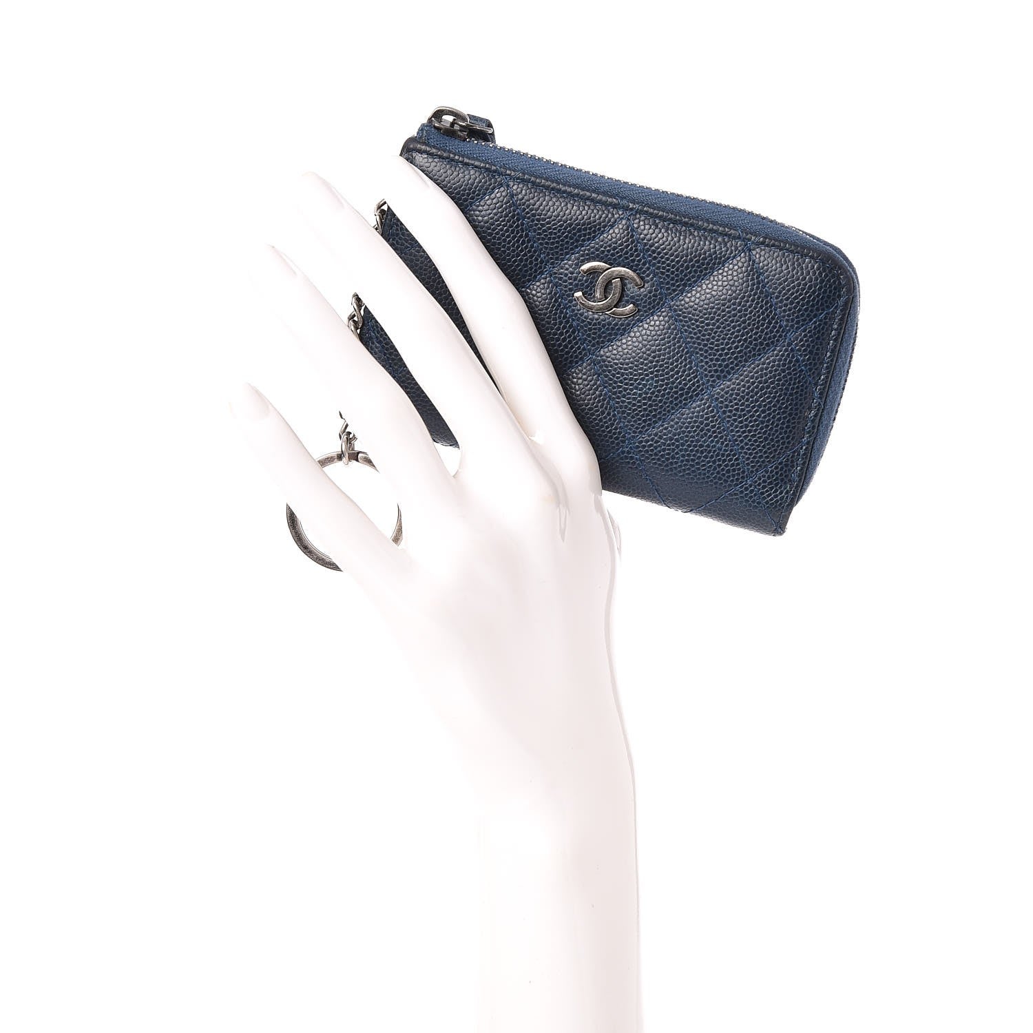 Chanel Caviar Quilted Key Holder Case Blue 10 of 16