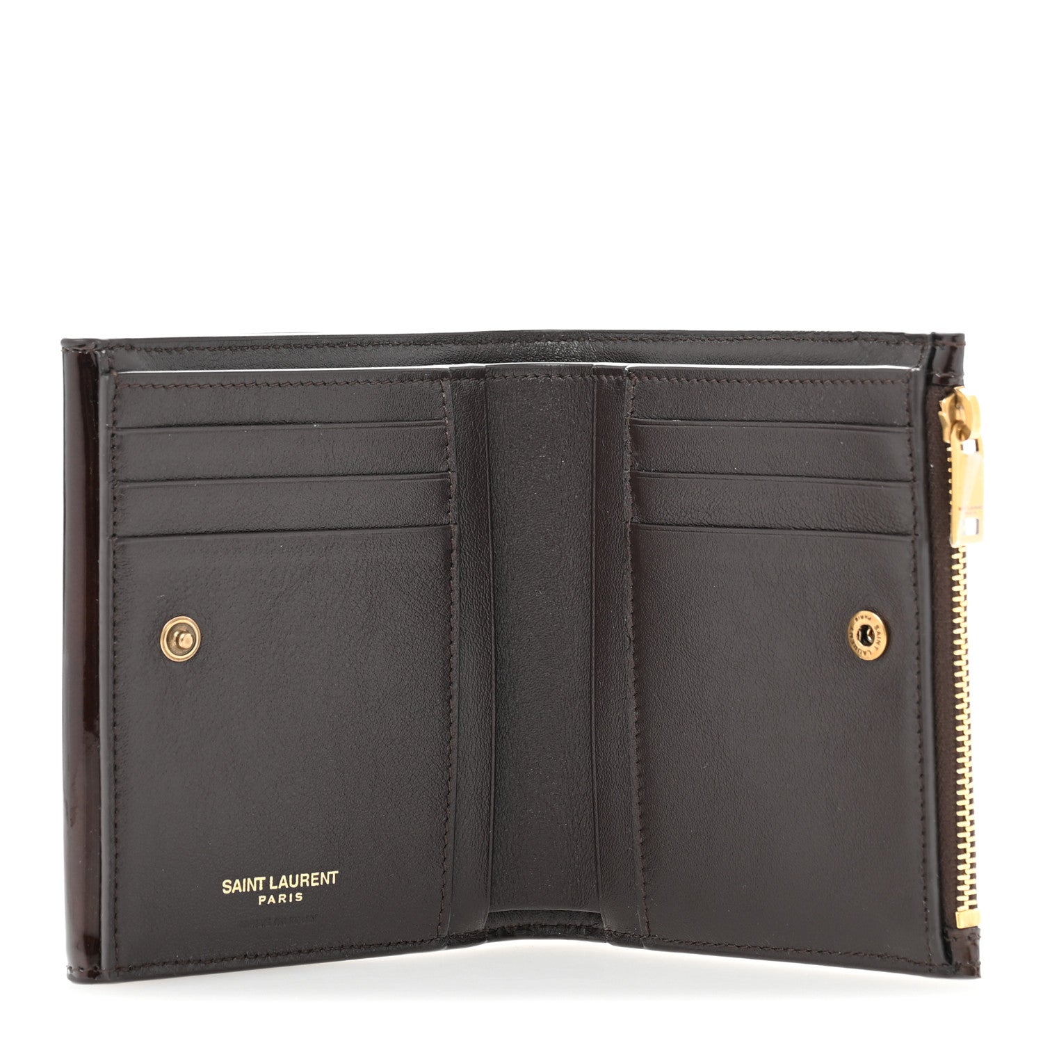 Saint Laurent Patent Monogram Bi-Fold Wallet Dark Nut 5 of 10