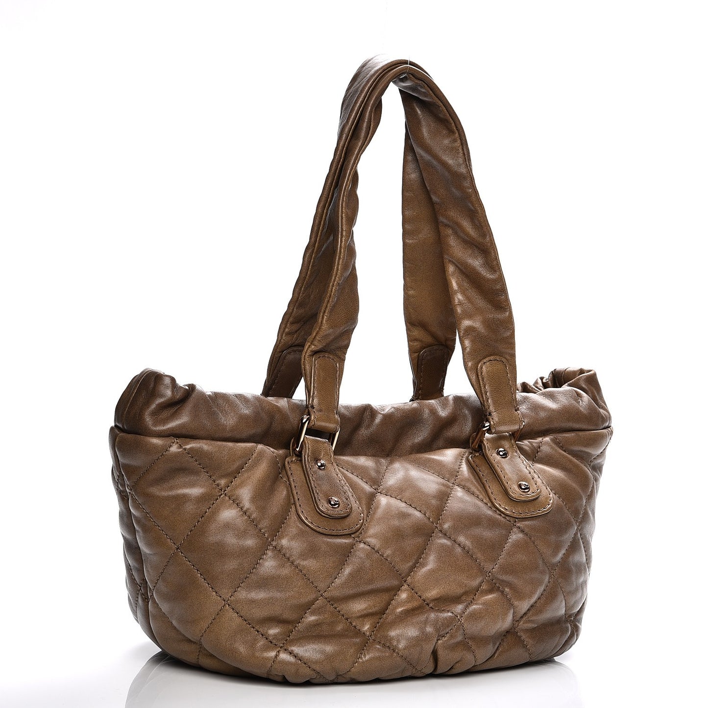 Lambskin Quilted Cloudy Bundle East West Tote Beige