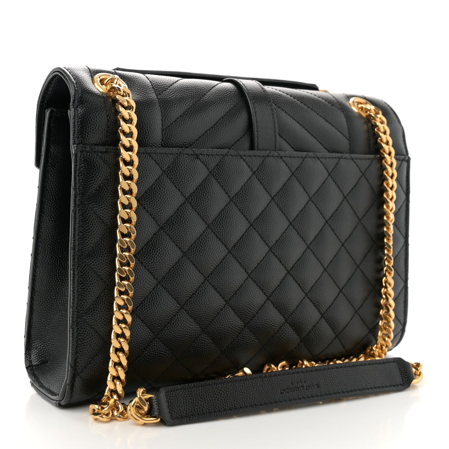 Grain De Poudre Textured Mixed Matelasse Triquilt Medium Monogram Satchel Black