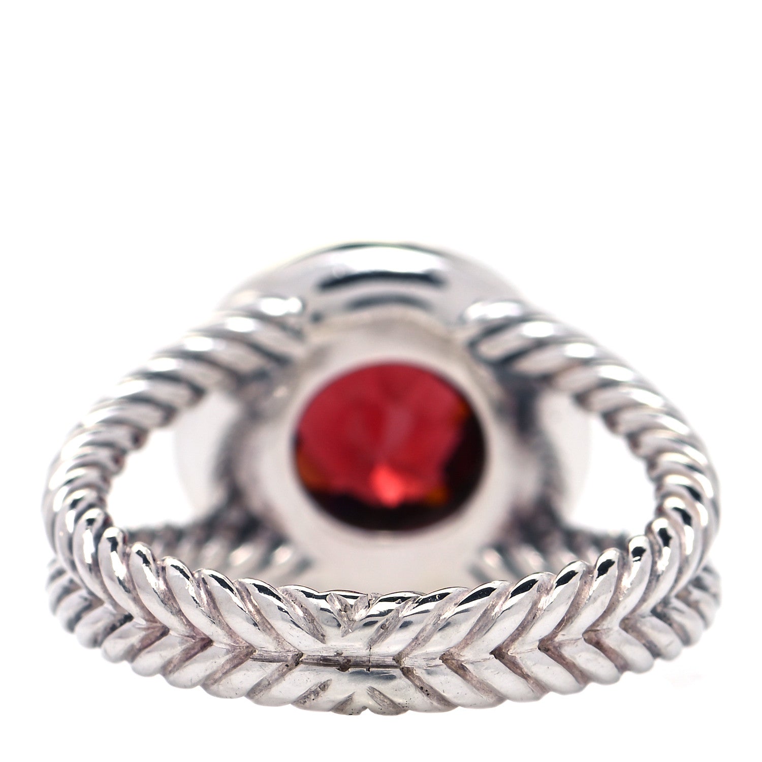 David Yurman Sterling Silver Diamond Garnet 8mm Petite Cerise Ring 49 5 3 of 4
